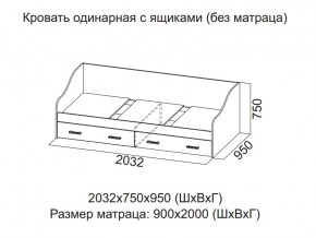 Кровать одинарная с ящиками (Без матраца 0,9*2,0) в Красноуральске - krasnouralsk.magazin-mebel74.ru | фото